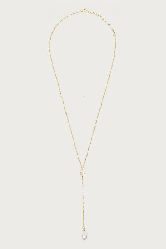 Cascading Pearly Rhinestone Necklace