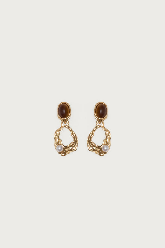 Faux Tiger Eye Abstract Earrings