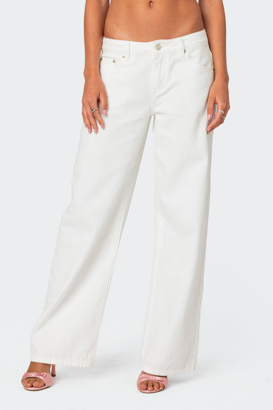 Bow Pocket Low Rise Baggy Jeans