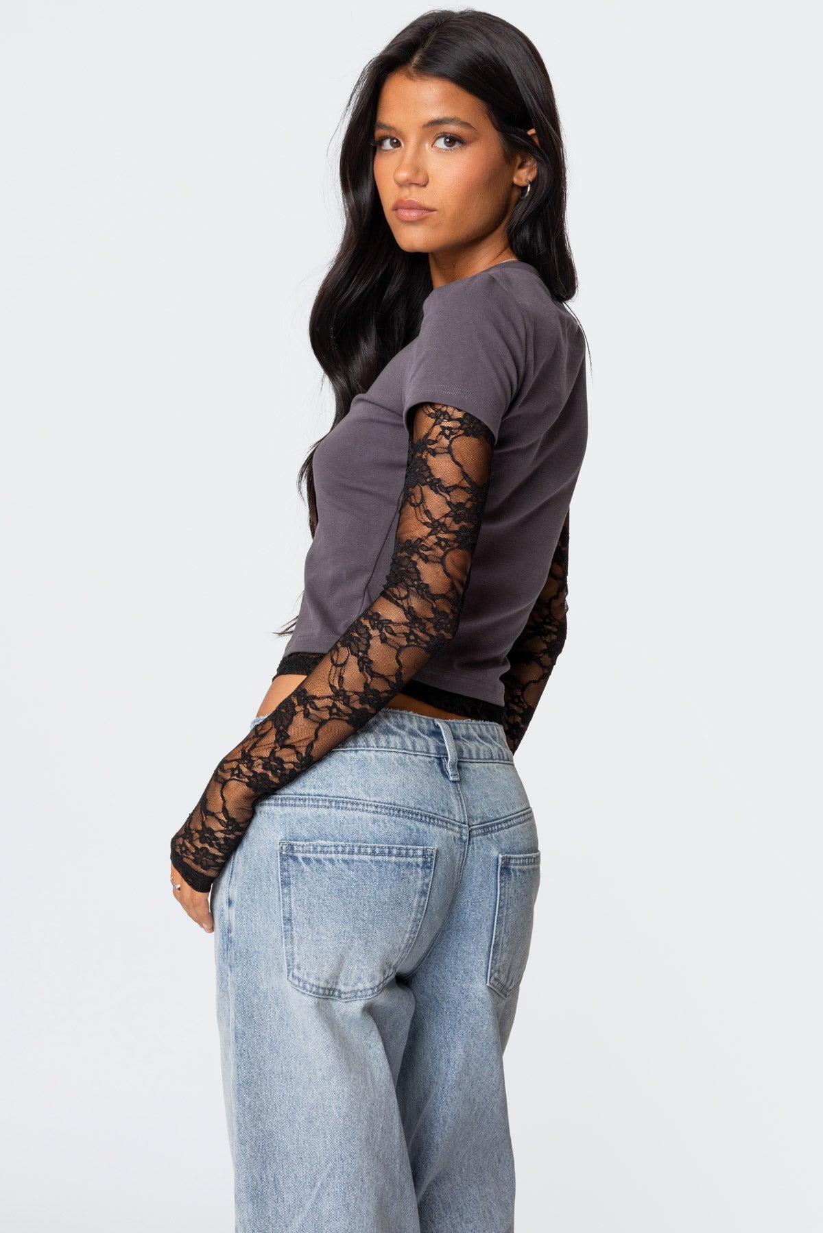 Layered Lace Sleeve Top