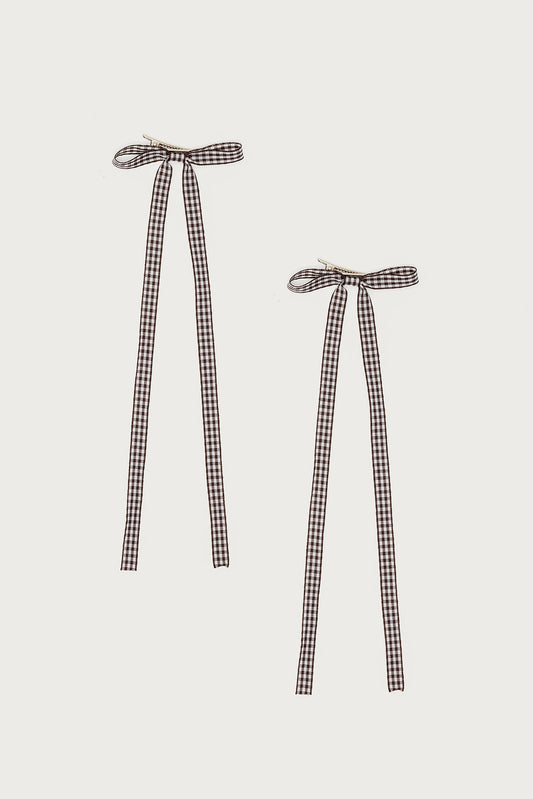 Gingham Bow Hair Clip Set