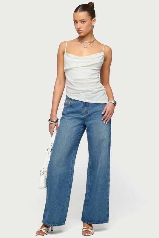 Asymmetric Cowl Neck Tank Top