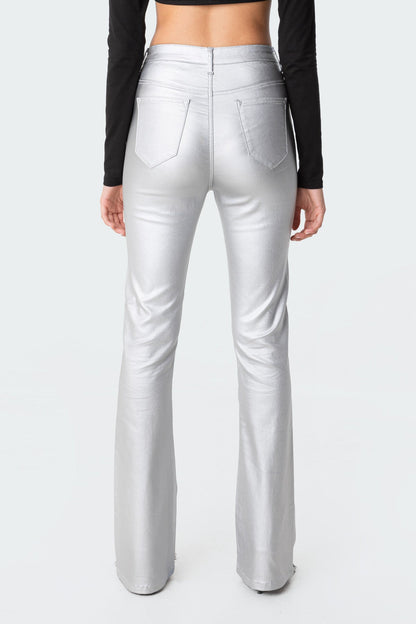 Luna Faux Leather Flare Jeans