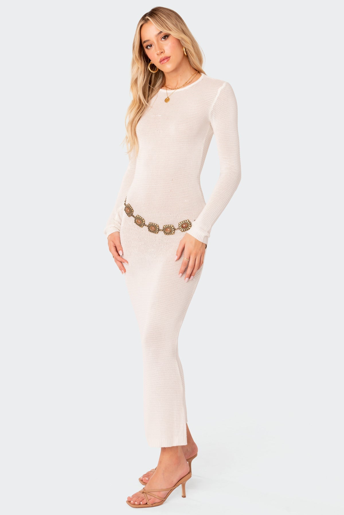 London Knitted Open Back Maxi Dress