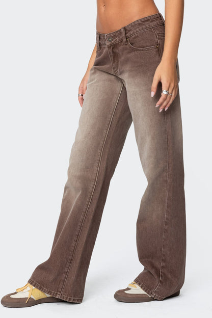 Alysse Washed Low Rise Bootcut Jeans