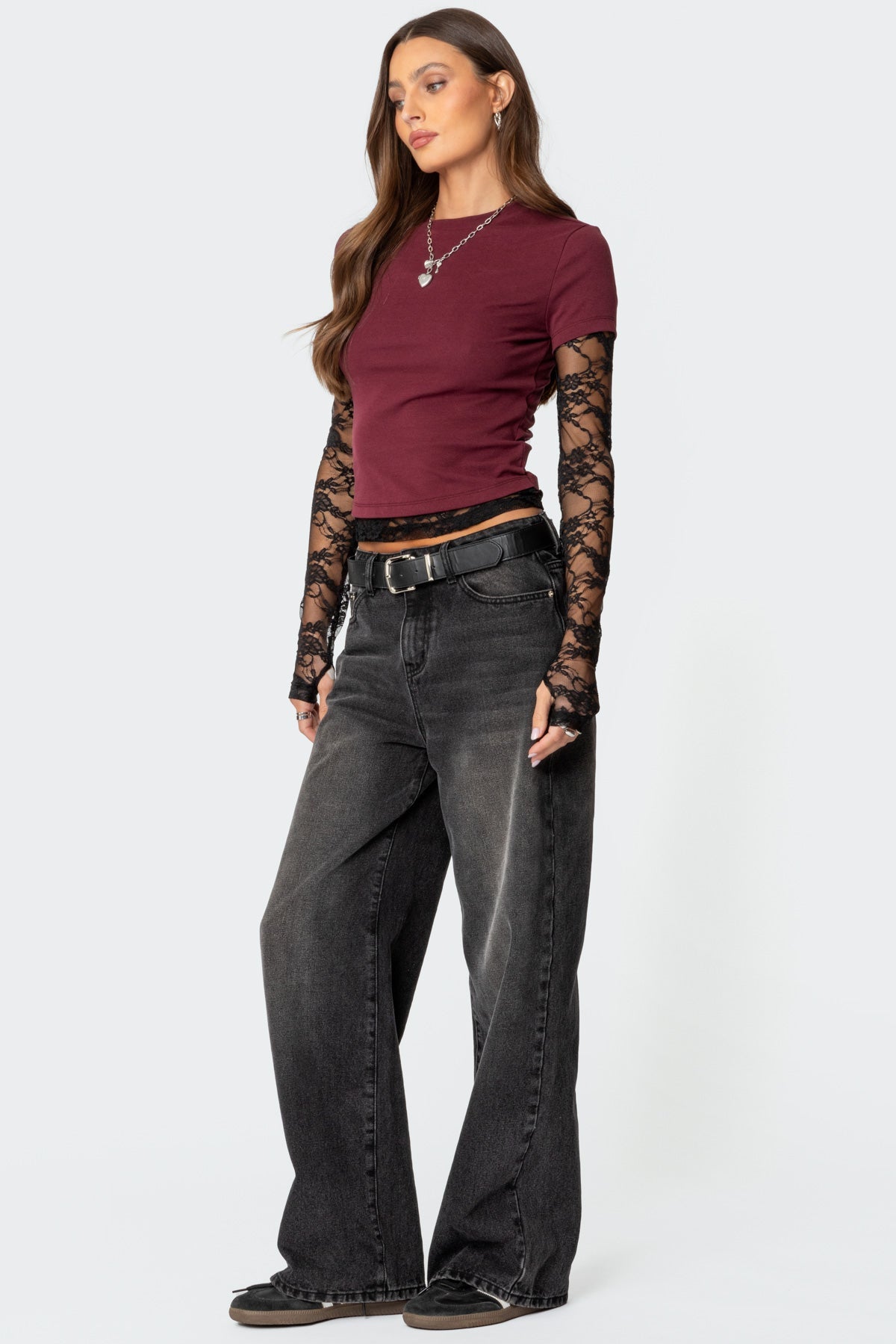 Layered Lace Sleeve Top