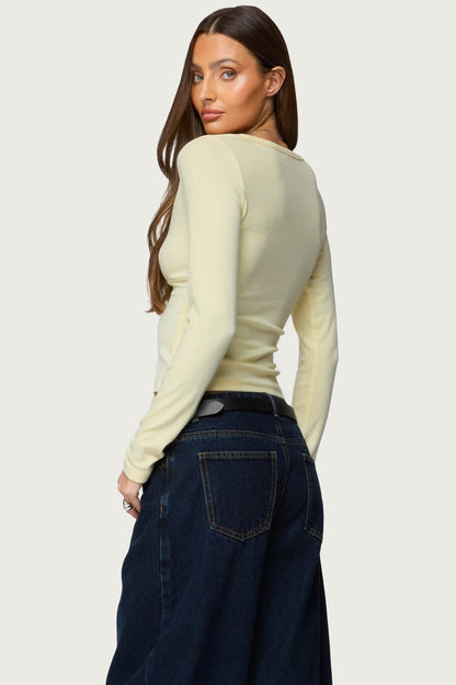 Doron V Neck Long Sleeve Top