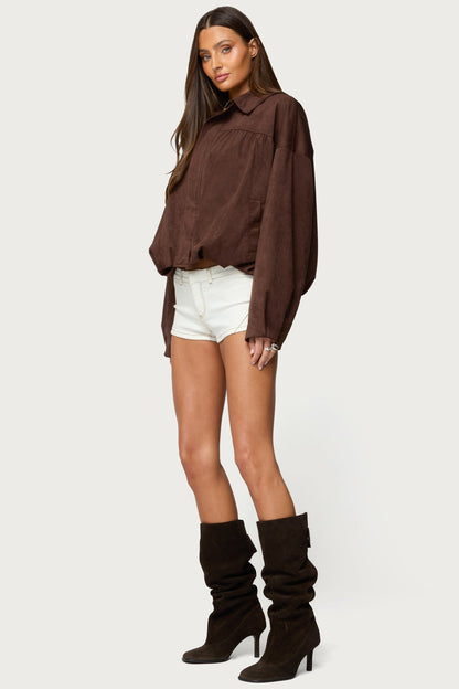 Alberta Faux Suede Bubble Jacket