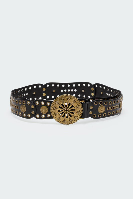 Scalloped Circle Faux Leather Belt