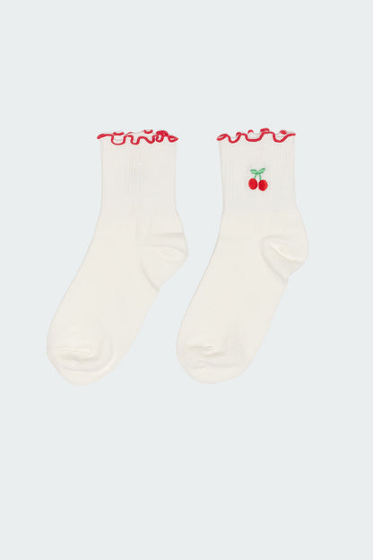 Contrast Frilly Socks