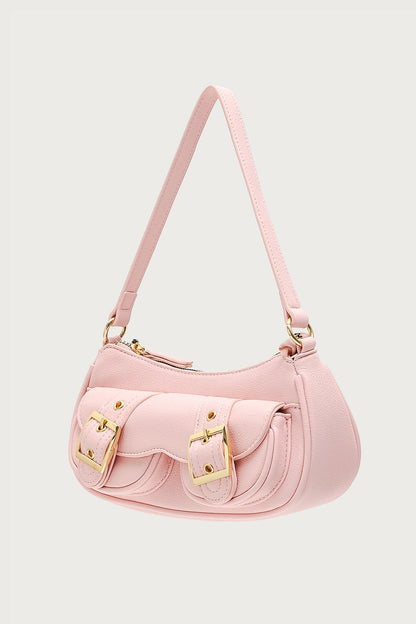 Zinnia Faux Leather Buckle Bag