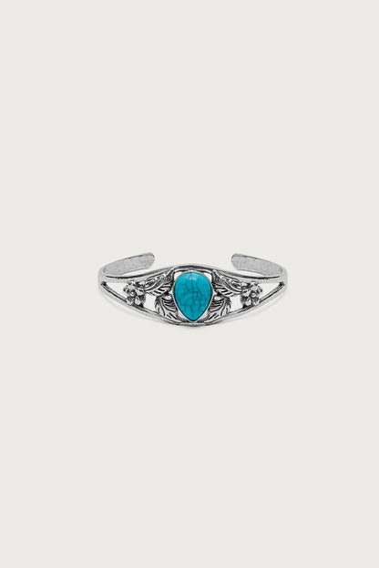 Vintage Stone & Flower Cuff Bracelet