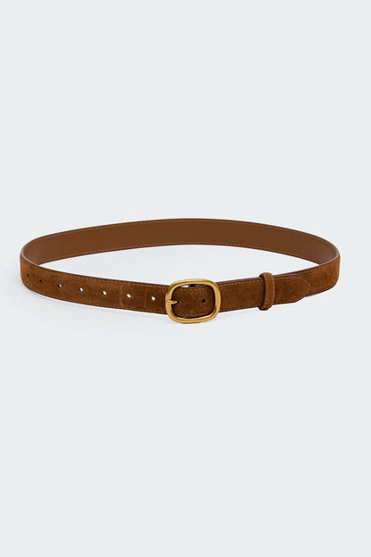 Oval Buckle Faux Suede Belt