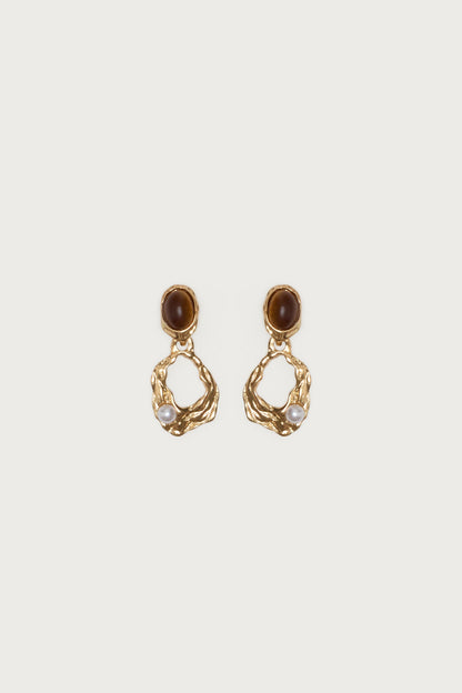 Faux Tiger Eye Abstract Earrings