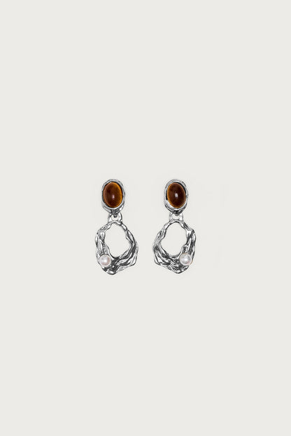 Faux Tiger Eye Abstract Earrings