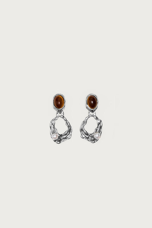 Faux Tiger Eye Abstract Earrings