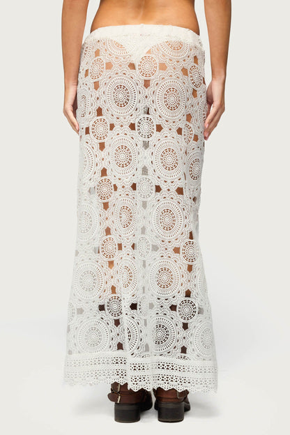 Milana Slit Sheer Lace Maxi Skirt