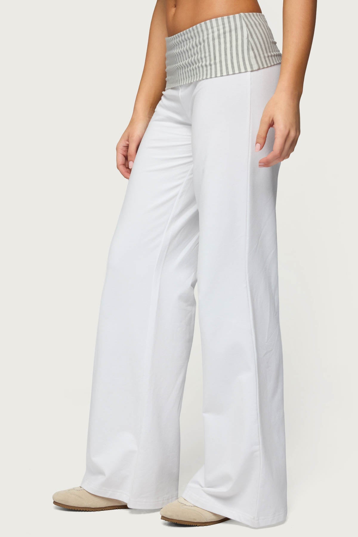 Meshey Striped Foldover Pants