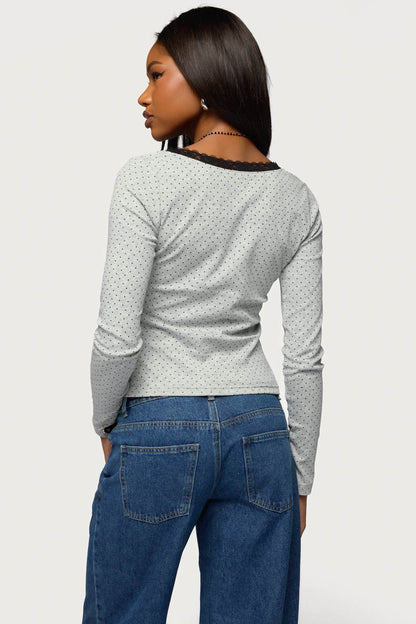 Morah Lacey Polka Dot Top