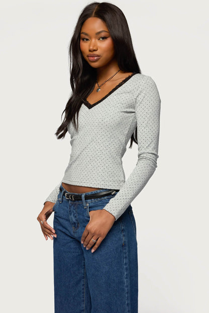 Morah Lacey Polka Dot Top