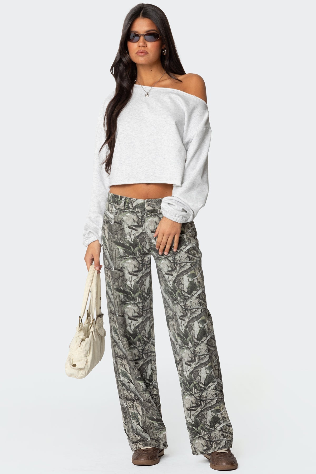 Camo & Bow Low Rise Baggy Jeans