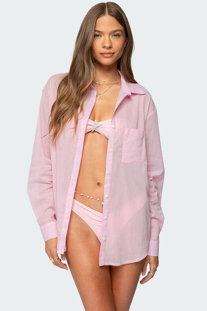 Kellen Oversized Cotton Button Up Shirt