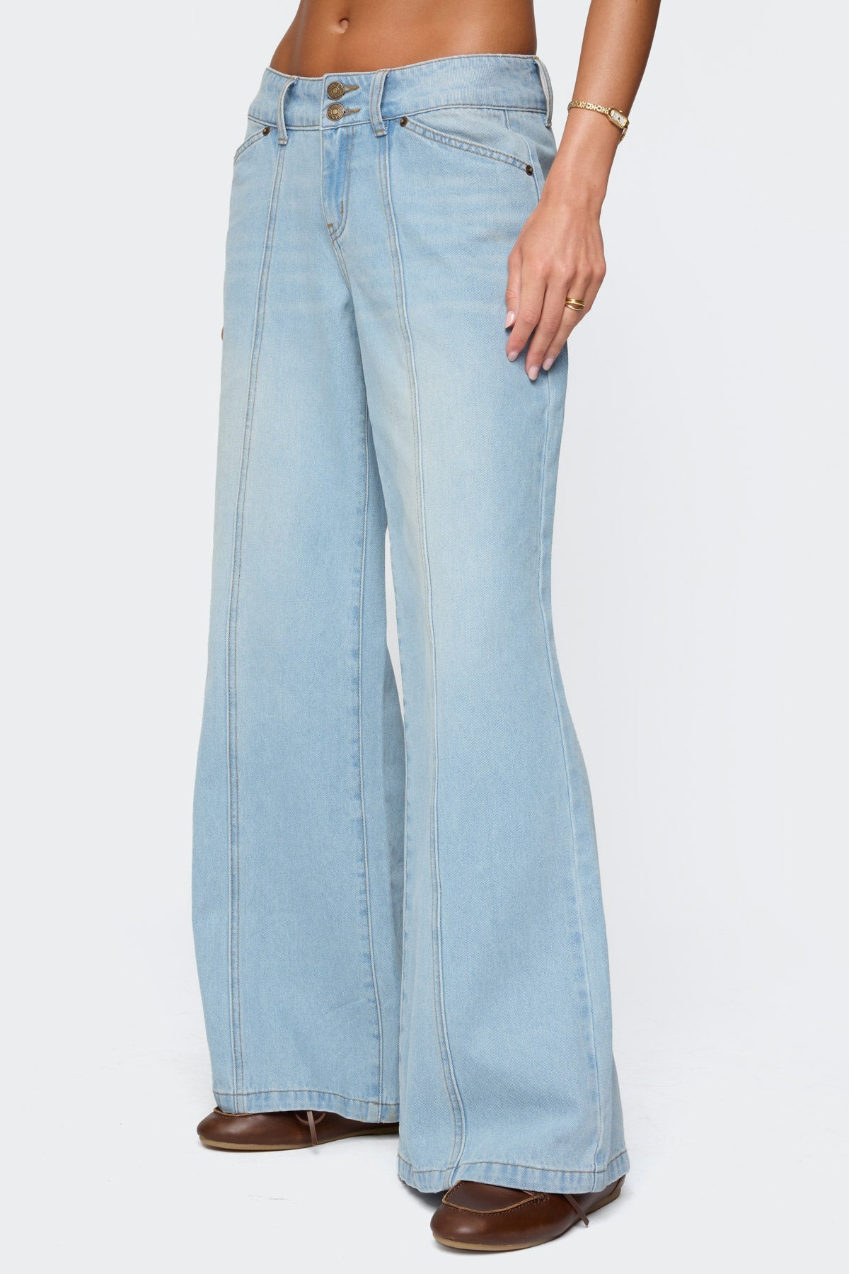 Charlie Panel Stitch Low Rise Bootcut Jeans
