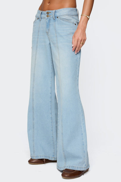 Charlie Panel Stitch Low Rise Bootcut Jeans