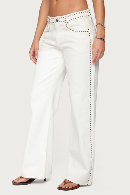 Quincy Studded Low Rise Baggy Jeans