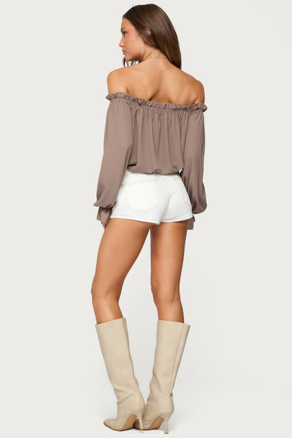 Juna Off Shoulder Ruffle Chiffon Top