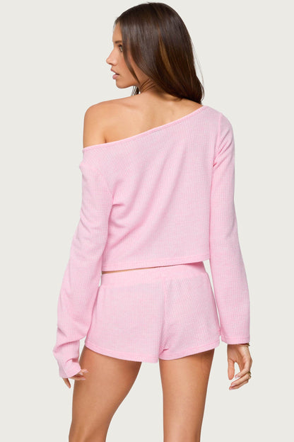 Teddy Cropped Waffle Top