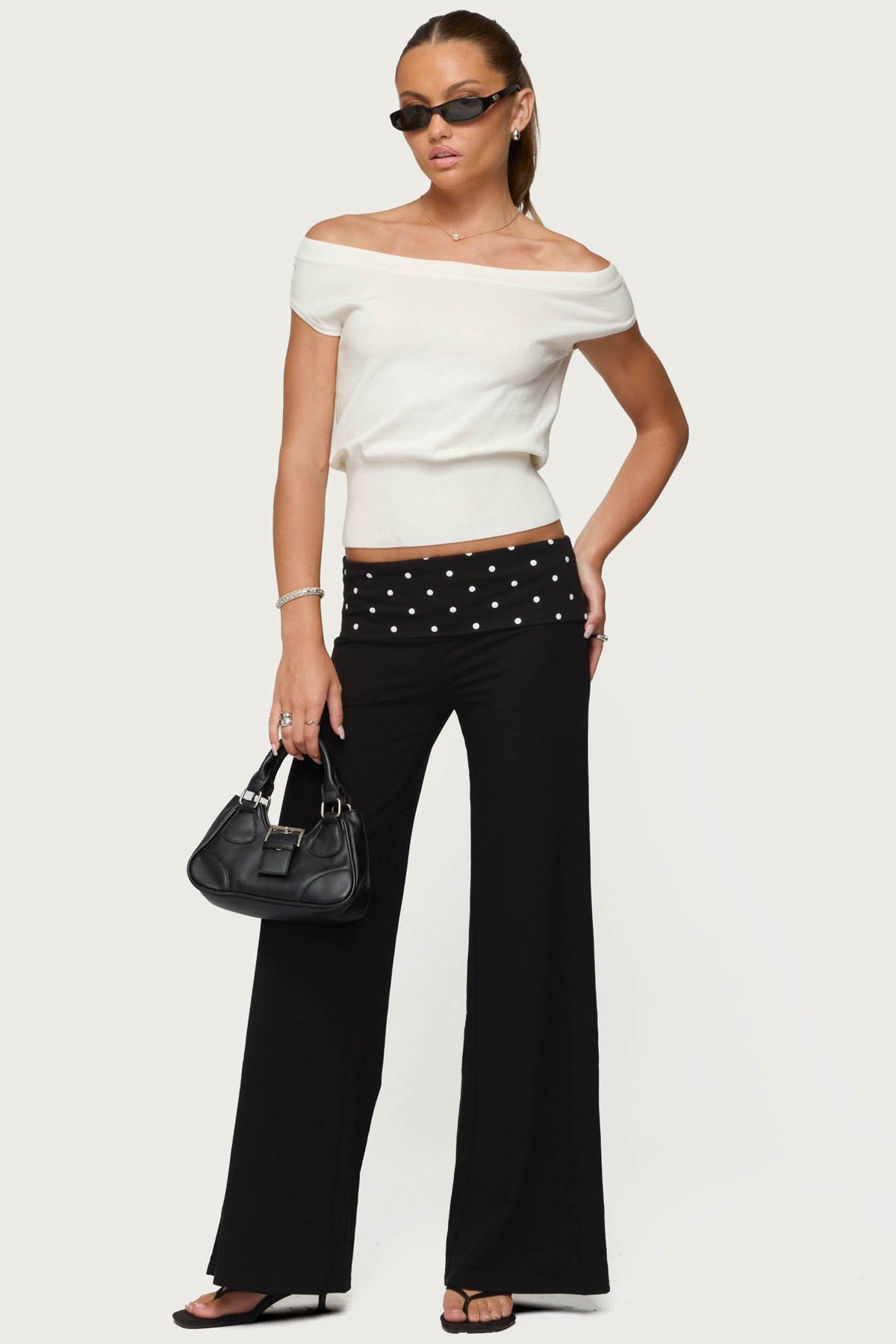 Reeva Polka Dot Foldover Pants