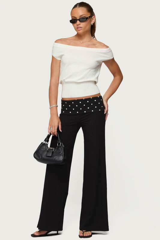 Reeva Polka Dot Foldover Pants