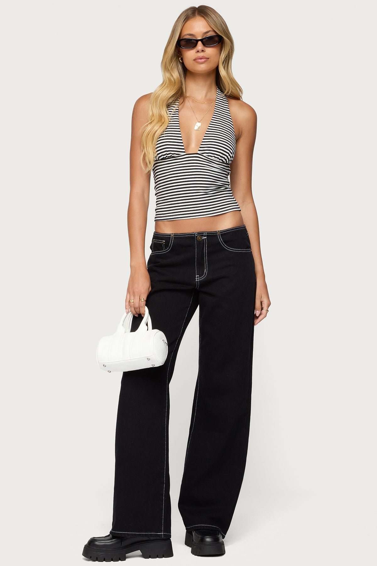 Sage Striped Halter Top