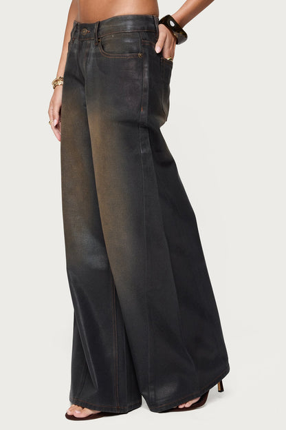 Saharah Mud Wash Low Rise Baggy Jeans