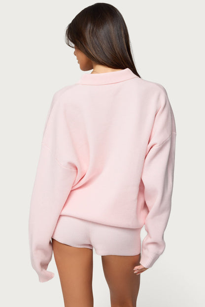 Lorie Oversized Knit Polo Sweater