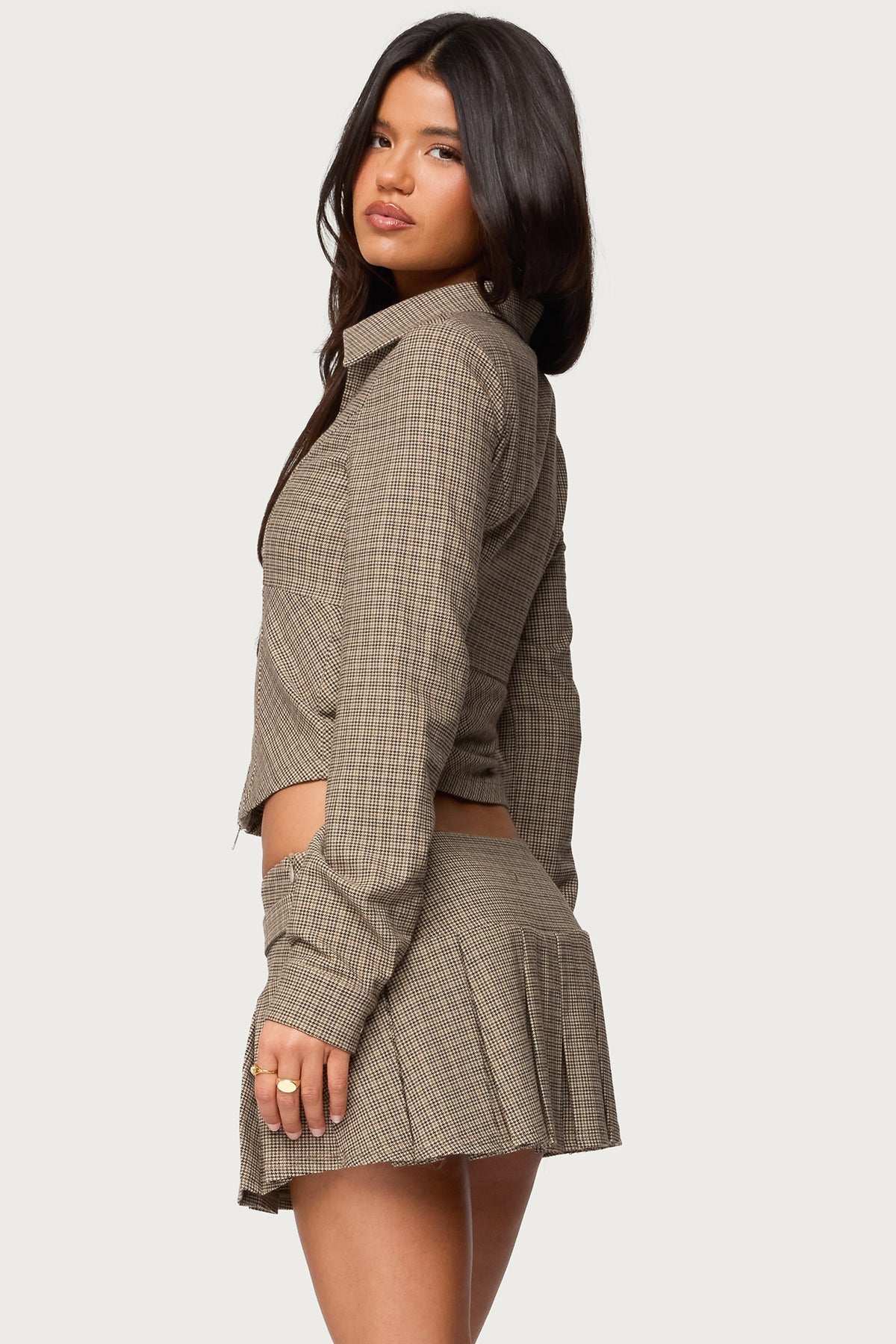 Lockette Plaid Zip Up Top