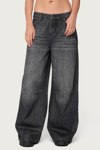 Skater Girl Washed Low Rise Baggy Jeans