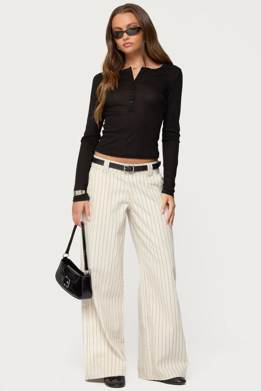 Nettie Ribbed Henley Top