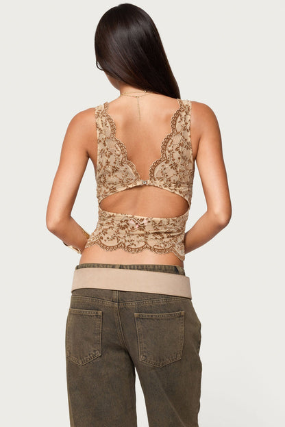 Araura Lace Velvet Floral Top