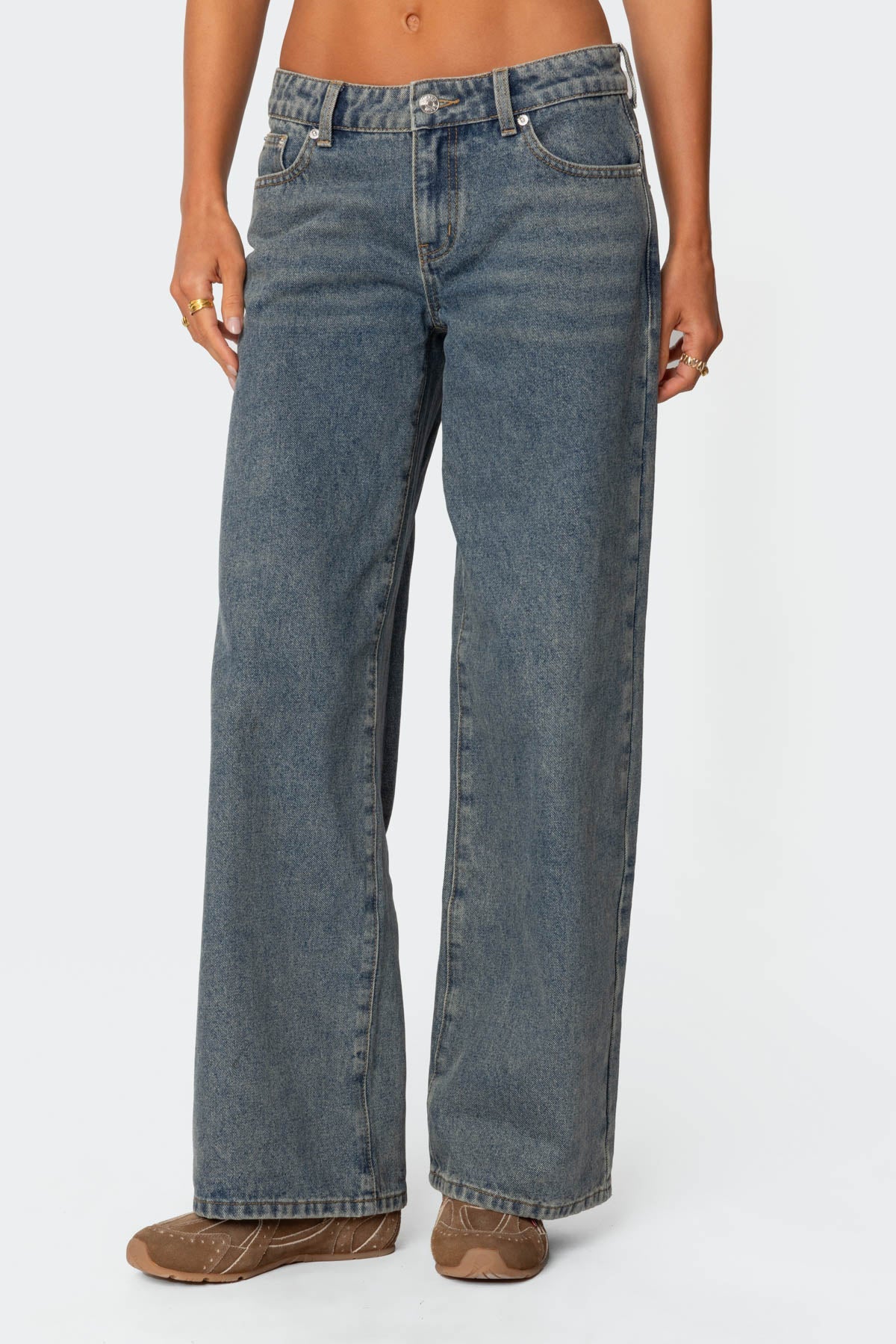 Leopard Heart Low Rise Baggy Jeans