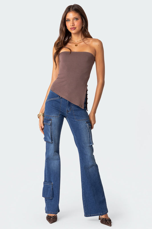 Roslyn Low Rise Flared Cargo Jeans