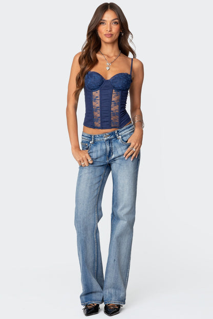 Avena Linen Look Lacey Corset