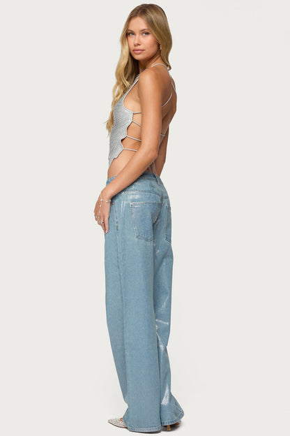 Kalana Crisscross Backless Fringed Top