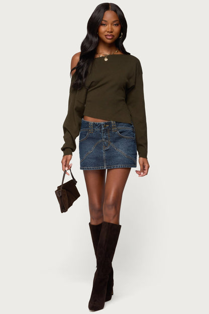Chenelle Asymmetric Off Shoulder Sweater