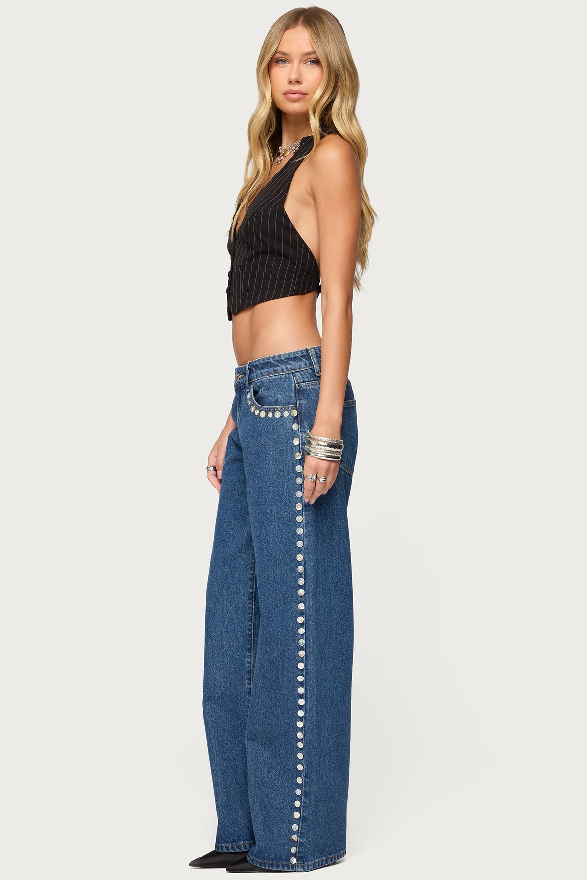 Devon Lacey Pinstripe Halter Top