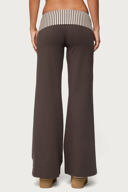 Meshey Striped Foldover Pants