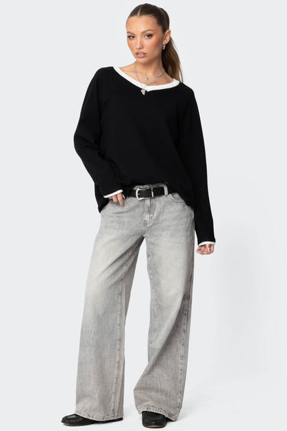 Magda Acid Wash Low Rise Baggy Jeans