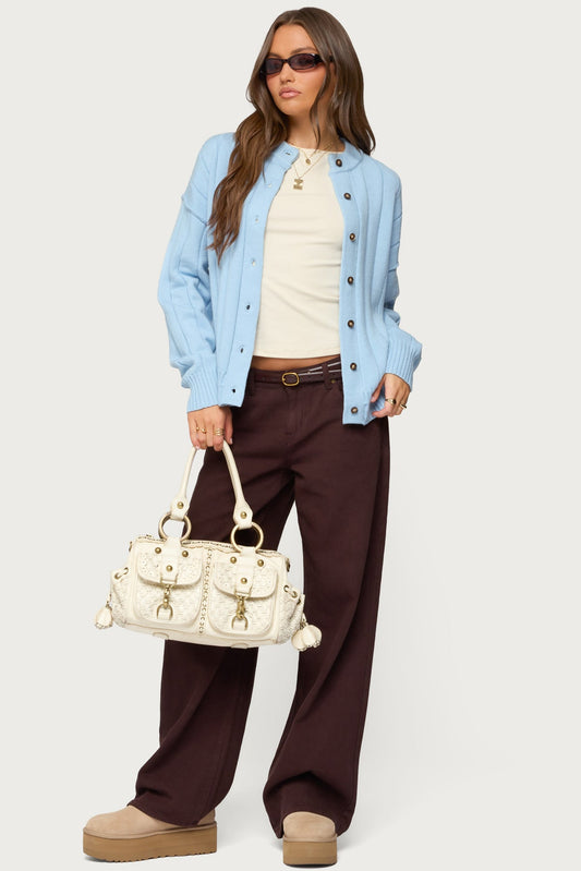 Joanie Wide Ribbed Knit Cardigan