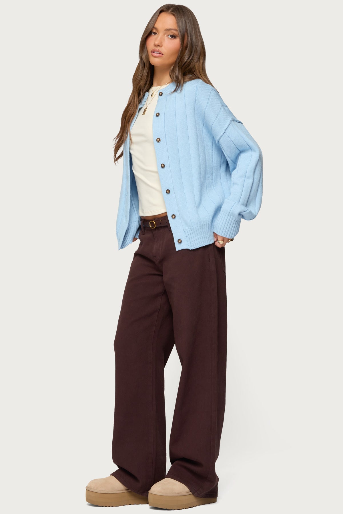 Joanie Wide Ribbed Knit Cardigan